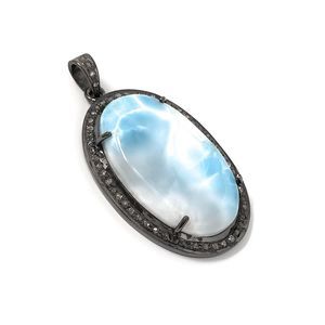 Oxidized Silver Larimar Gemstone Pendant